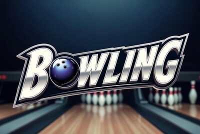 Bowling Logo with Ball and Pins