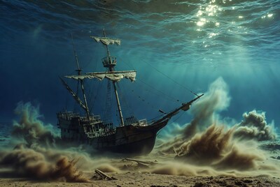 Sunken Shipwreck Underwater