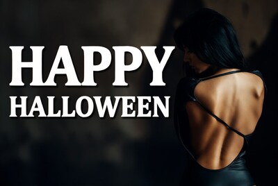 Woman in Backless Dress Happy Halloween