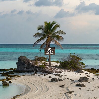 Skull and Crossbones on Palm Tree Island
