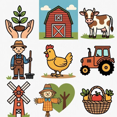 Farm Icons Clipart Collection