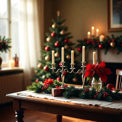 Christmas Table with Candelabra and Tree
