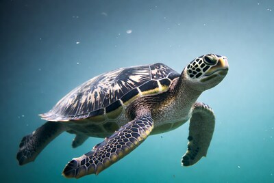 Green Sea Turtle Swimming Underwater