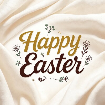 Happy Easter on White Fabric