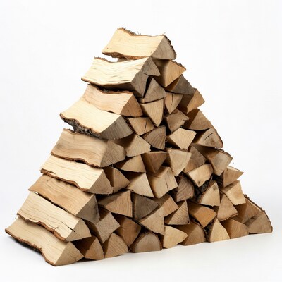 Firewood stacked in pyramid