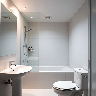 Modern White Bathroom with Bathtub