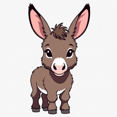 Cute cartoon baby donkey