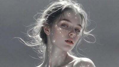 Ethereal woman with sparkling skin