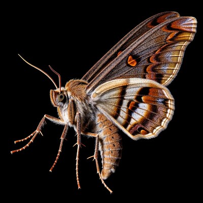 Emperor Moth on black background