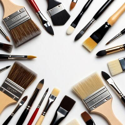 Assorted Paint Brushes in Circle