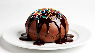 Chocolate cake with sprinkles on plate