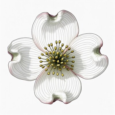 White Dogwood Flower Illustration