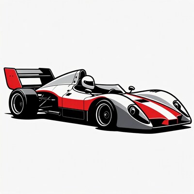 Racing Car with Driver Illustration