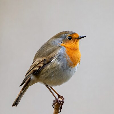 European Robin Perched on Branch