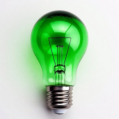 Green glass light bulb