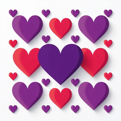 3D Purple Red Hearts Illustration