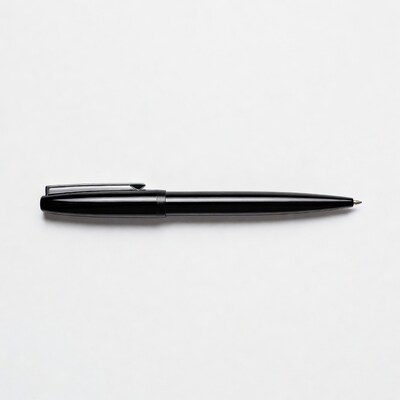 Black ballpoint pen on white background
