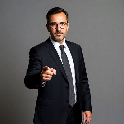 Businessman pointing in suit