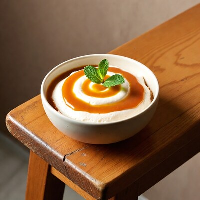 Caramel Swirl Yogurt with Mint