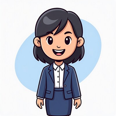 Smiling Asian woman in business suit illustration