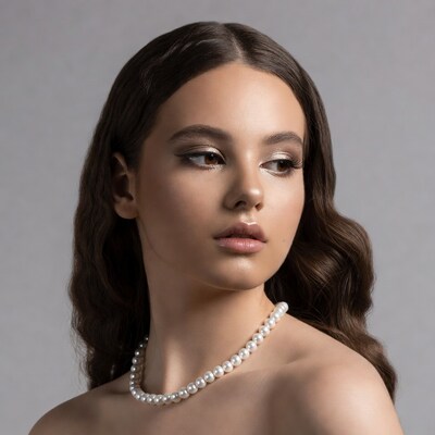 Woman with pearl necklace profile