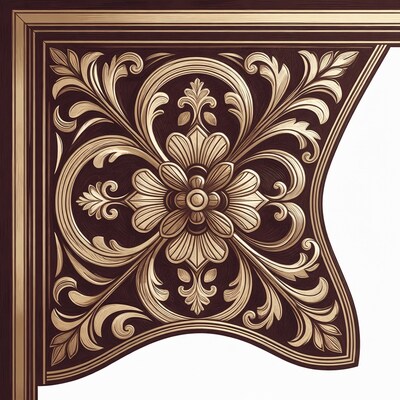 Ornate Gold Floral Corner Border