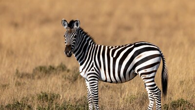 Baby zebra standing in grass