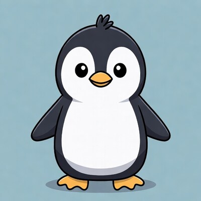 Cute cartoon penguin standing