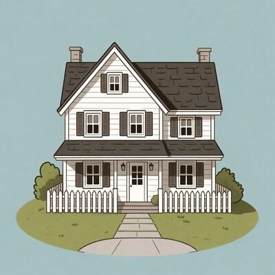 White house with picket fence illustration