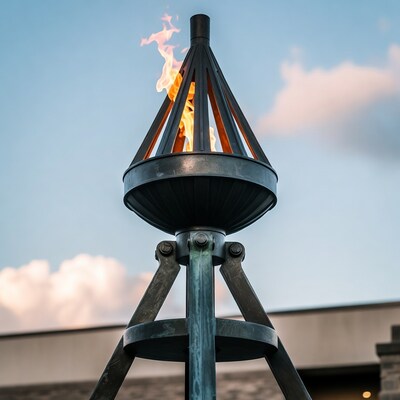 Flaming Torch on Metal Stand