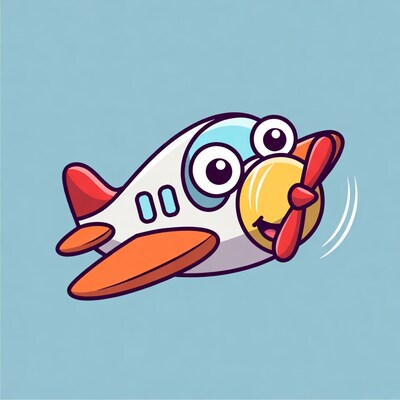 Cartoon airplane with happy face