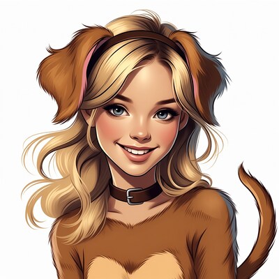 Blonde girl in dog costume