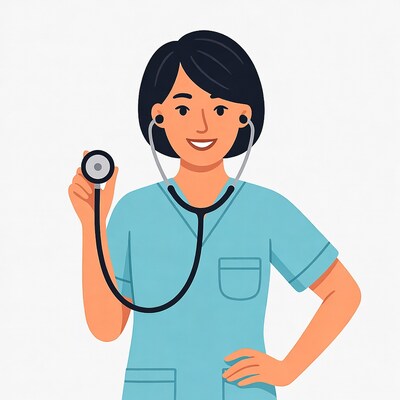 Asian nurse holding stethoscope