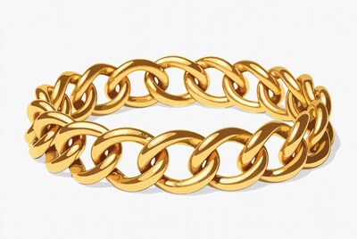 Gold Chain Bracelet on White Background