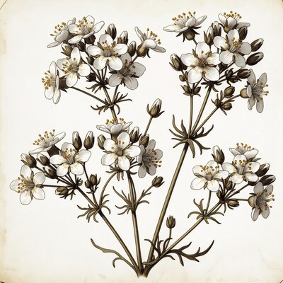 Delicate White Wildflower Cluster Illustration