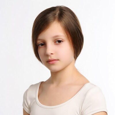 Young girl in white leotard