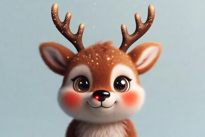 Cute Rudolph Reindeer with Red Nose
