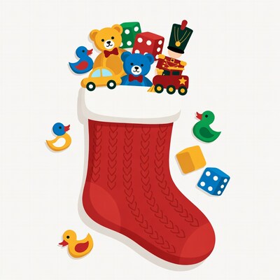 Christmas Stocking Filled with Toys