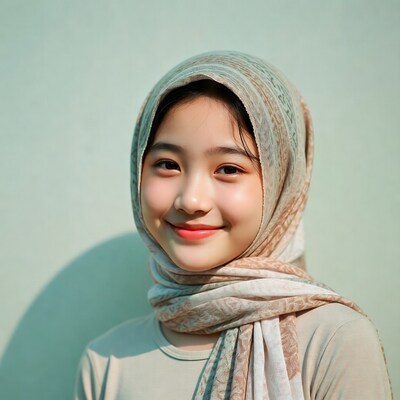Asian girl smiling in hijab