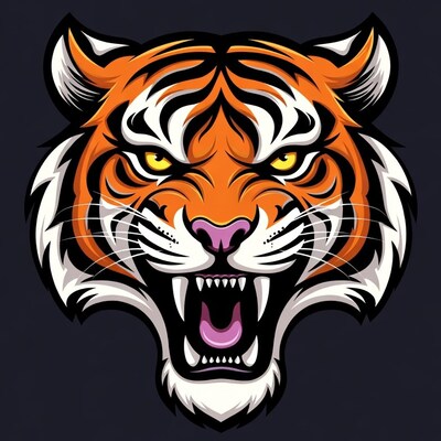 Roaring Tiger Head Illustration