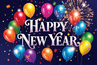 Happy New Year Balloons Illustration