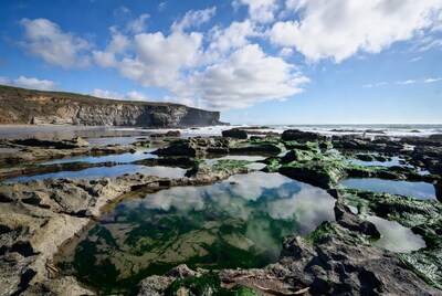 Rocky Beach Tide Pools with Cliffs