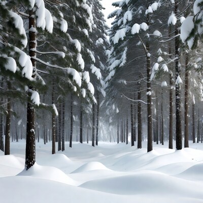 Snowy Pine Forest Path