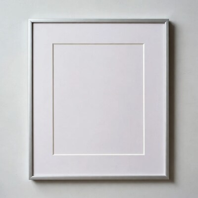 Empty white mat in silver frame