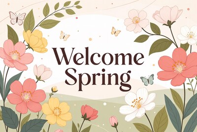 Welcome Spring Floral Illustration