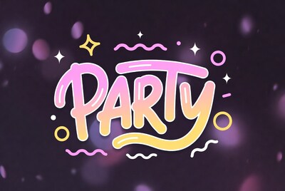 Pink Party Text Illustration