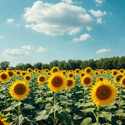 Sunflower Field Under Blue Sky