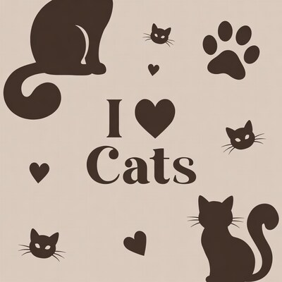 I Love Cats silhouette illustration