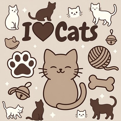 I Love Cats Illustration