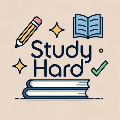Study Hard illustration with books
